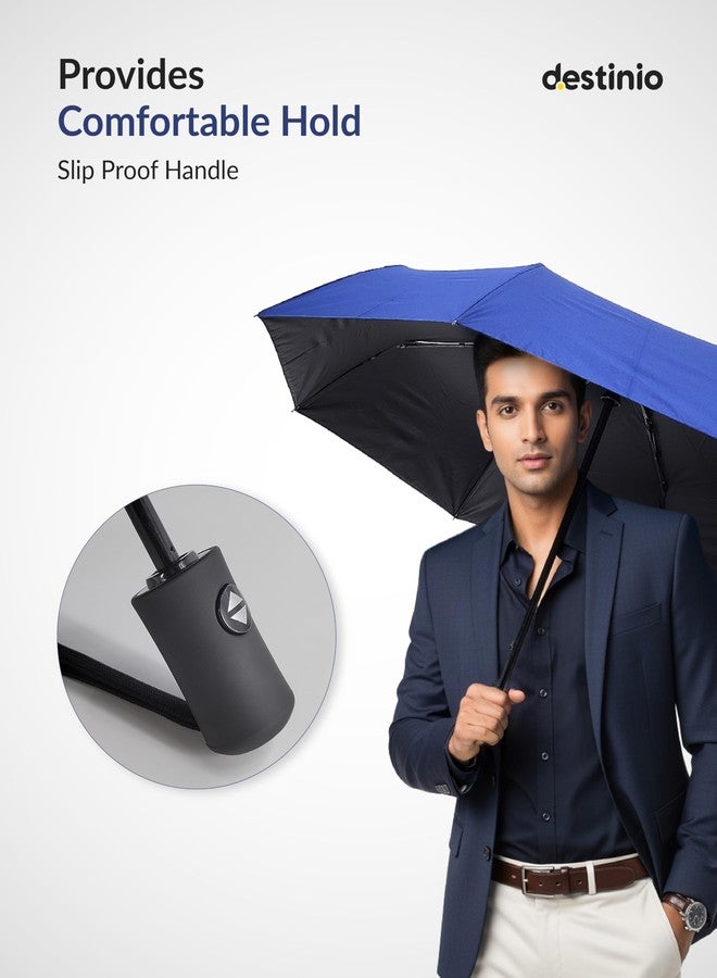 Destinio Umbrella for Women, Umbrella for Men - Automatic 3 Fold Windproof with Travel Cover with Auto Open and Close (21 Inch Navy Blue) - Image 3